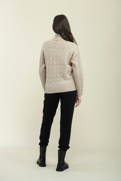 Ella-Cabled Mock Neck